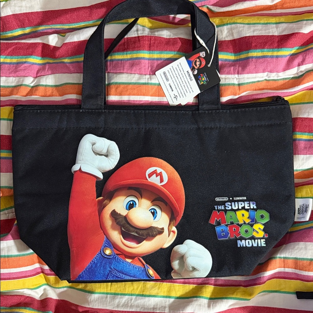 The Super Mario Bros. Movie Black Logo lunch Tote